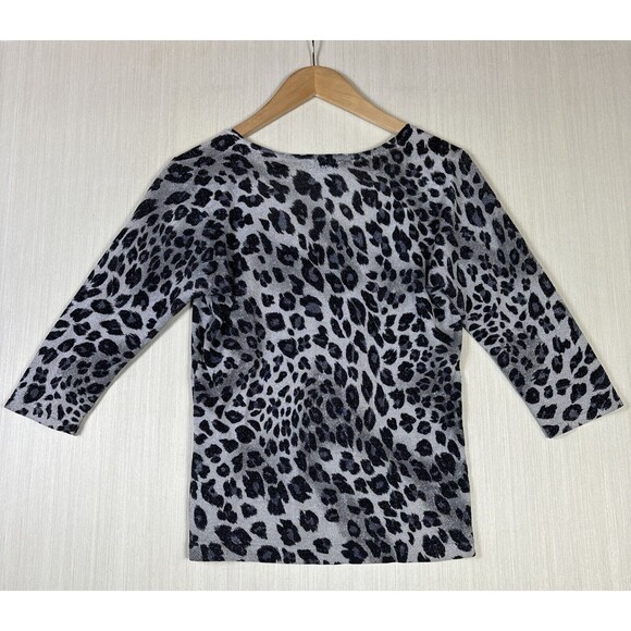 C'est City Women's Sweater Sz M Metallic Leopard Sequin Viscose Silk Scoop Neck‎ - Picture 4 of 9